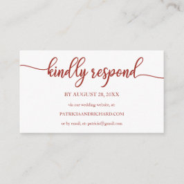 Terracotta Calligrafie Bruiloft Online RSVP Informatiekaartje