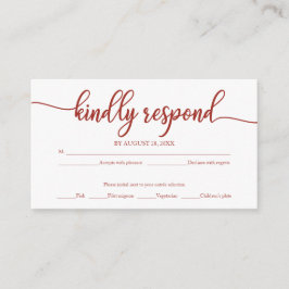 Terracotta Calligrafie Bruiloft RSVP Informatiekaartje