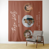 Terracotta Calligraphy Engagement Party Backdrop Wandkleed (In situ)