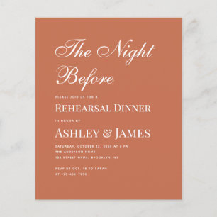 Terracotta Calligraphy Rehearsal Dinner Invitation
