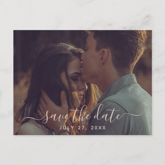 Terracotta Calligraphy Save the Date Wedding Briefkaart (Voorkant)