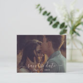 Terracotta Calligraphy Save the Date Wedding Briefkaart (Staand voorkant)