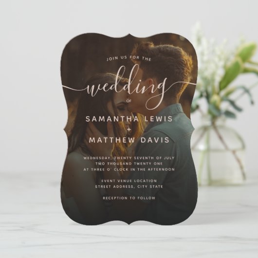 Terracotta Calligraphy Script Bohemian Wedding Kaart (Staand voorkant)