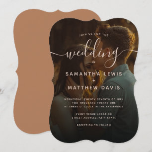 Terracotta Calligraphy Script Bohemian Wedding Kaart