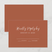Terracotta Calligraphy Wedding RSVP Card Kaartje (Voorkant / Achterkant)