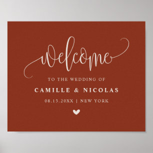 Terracotta Calligraphy Wedding Welcome Poster