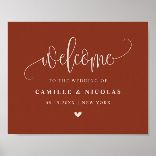 Terracotta  Calligraphy Wedding Welcome Poster (Voorkant)