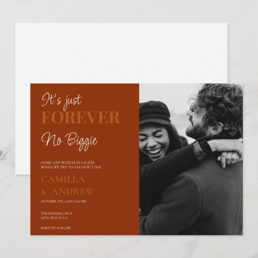 Terracotta | CasuaI | Fun Wedding Invitation Kaart (Voorkant / Achterkant)