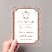 Terracotta Catholic Wedding Save the Date Acryl Uitnodigingen (Insitu (Draagbaar))
