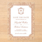 Terracotta Catholic Wedding Save the Date Acryl Uitnodigingen (Voorkant)
