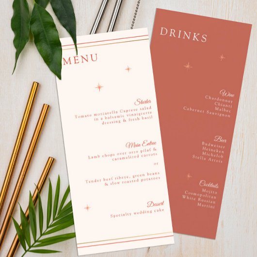Terracotta Celestial Wedding Menu & Drinken Kaart
