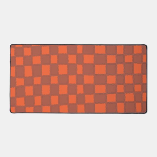 Terracotta Checkerboard Patroon Stijlvol en Modern Bureaumat (Voorkant)