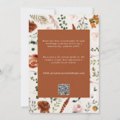Terracotta chic floral elegant bruiloft details QR Kaart (Achterkant)