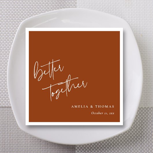 Terracotta Chic: gepersonaliseerd wit script bruil Servet