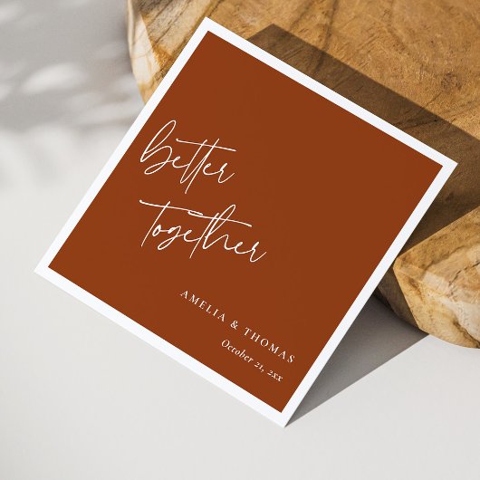 Terracotta Chic: gepersonaliseerd wit script bruil Servet