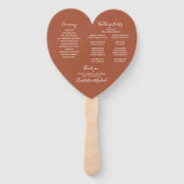Terracotta Chic Wedding Program Heart Hand Fan Handwaaier (Achterkant)