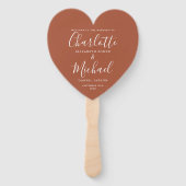 Terracotta Chic Wedding Program Heart Hand Fan Handwaaier (Voorkant)
