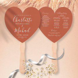 Terracotta Chic Wedding Program Heart Hand Fan Handwaaier