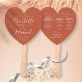 Terracotta Chic Wedding Program Heart Hand Fan Handwaaier