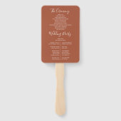 Terracotta Chinoiserie Bloemen Trouwprogramma Handwaaier (Achterkant)