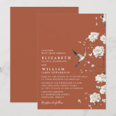 Terracotta Chinoiserie Bloementuin Trouwen Kaart (Voorkant / Achterkant)