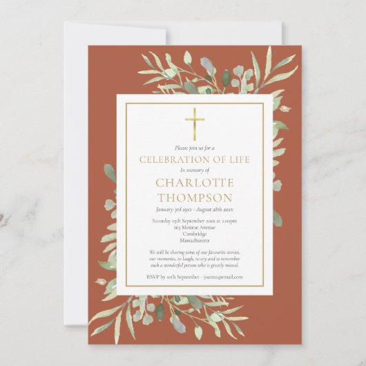 Terracotta Christelijke viering van het leven Begr Kaart (Voorkant)