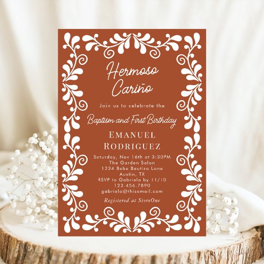 Terracotta Cielito Lindo Doop & Eerste Verjaardag Kaart