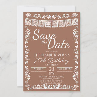 Terracotta Cielito Lindo Save the Date 70 Verjaard Kaart