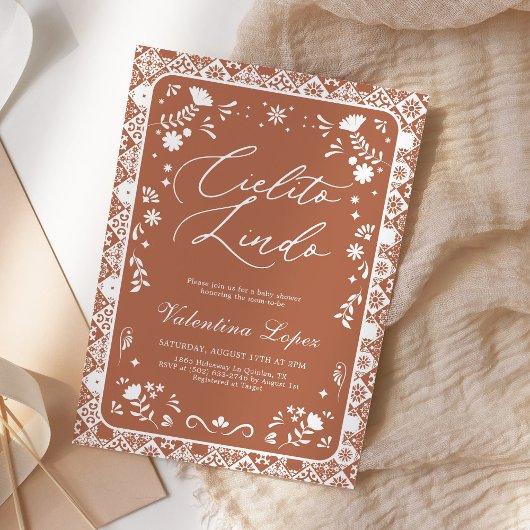 Terracotta Cielito Lindo Talavera Baby Shower Kaart