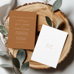 Terracotta Classic Minimal Wedding Kaart<br><div class="desc">Vet. Elegant. Tijdloos. Deze Terracotta Classic Minimalist Wedding Invitation is de perfecte keuze voor koppels die een schoon ontwerp waarderen met een verfijnde rand. Met een gestroomlijnde, verbrande oranje achtergrond, heldere witte tekst en elegante typografie straalt deze uitnodiging een moderne verfijning uit en blijft de focus liggen op de belangrijkste...</div>