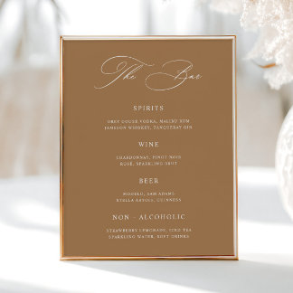 Terracotta Classic Wedding Bar Menu Poster
