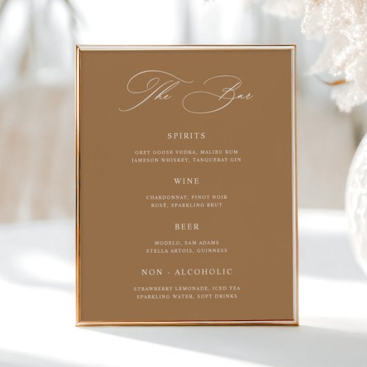 Terracotta Classic Wedding Bar Menu Poster