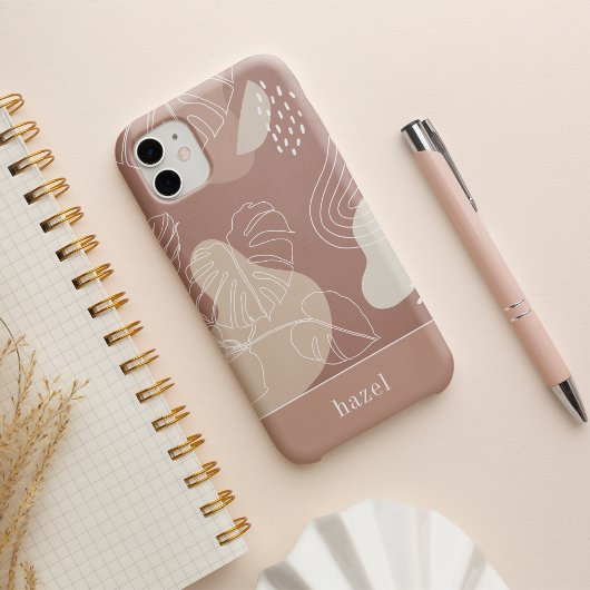 Terracotta Clay Boho Tropical Monstera Leaf iPhone 16 Hoesje