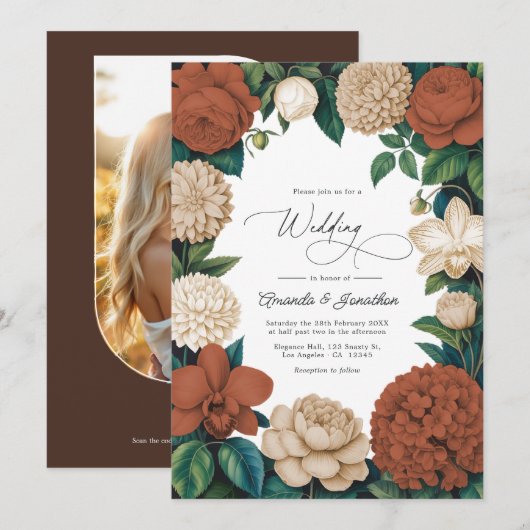 Terracotta Clay, Warm Sand & Oat Milk Wedding Kaart (Voorkant / Achterkant)