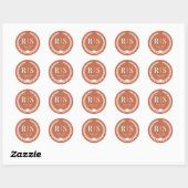 Terracotta Clay Wedding Monogram Initials Ronde Sticker (Vel)
