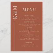 Terracotta Clean Line Bruiloft Diner Menu (Voorkant)