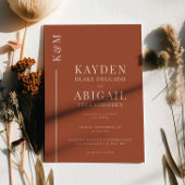 Terracotta Clean Line Minimalistische bruiloft Kaart