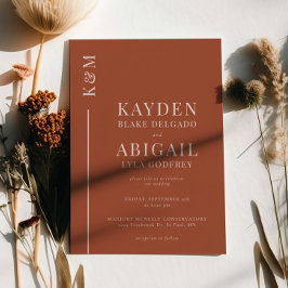 Terracotta Clean Line Minimalistische bruiloft Kaart