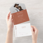 Terracotta Clean Line Wedding Invitation All In One Uitnodiging (Afscheurbaar)