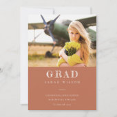 Terracotta Clean Minimal Clean Photo Afstuderen Kaart (Voorkant)