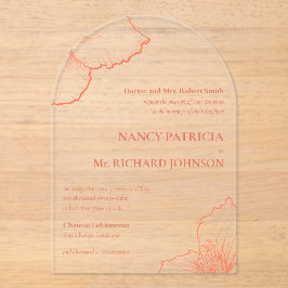 Terracotta Clematis Floral Art Formal 🌸 Trouwen Acryl Uitnodigingen