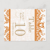 Terracotta Coral Swan Damask Table Number Briefkaart (Achterkant)