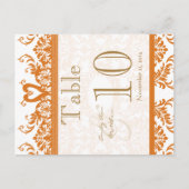 Terracotta Coral Swan Damask Table Number Briefkaart (Voorkant)