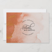 Terracotta Coral Waterverf Online Virtual Wedding Kaart (Achterkant)