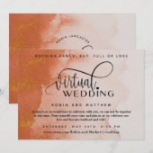 Terracotta Coral Waterverf Online Virtual Wedding Kaart (Voorkant / Achterkant)