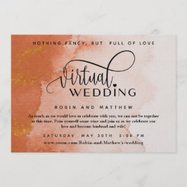 Terracotta Coral Waterverf Online Virtual Wedding Kaart