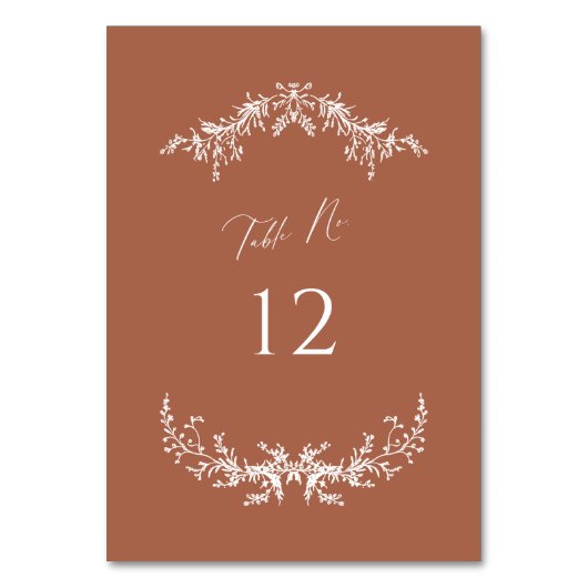 Terracotta Cottage Trouwtafel Nummer Kaart Teken (Voorkant)