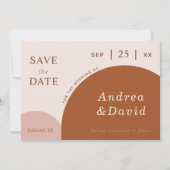 Terracotta & Cream Abstracte Boho Geometrische Arc Save The Date (Voorkant)