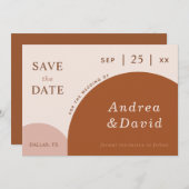 Terracotta & Cream Abstracte Boho Geometrische Arc Save The Date (Voorkant / Achterkant)