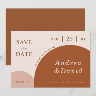 Terracotta & Cream Abstracte Boho Geometrische Arc Save The Date